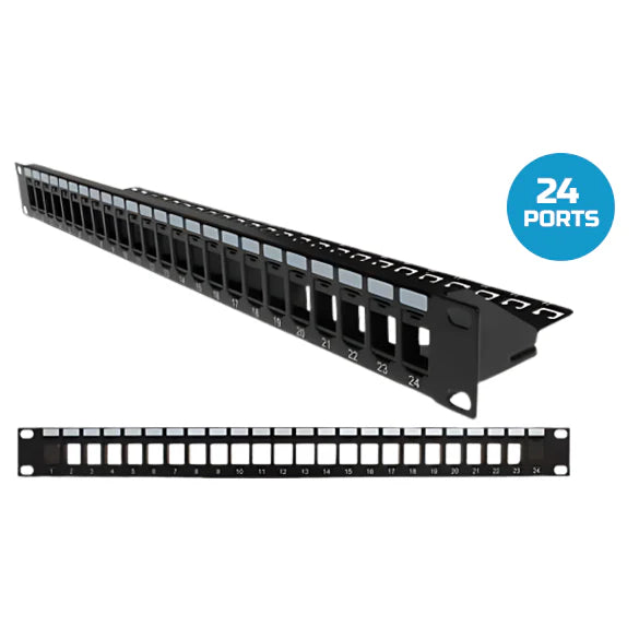 Blank Patch Panel UTP with Cable Manager 24 Port 1U Black